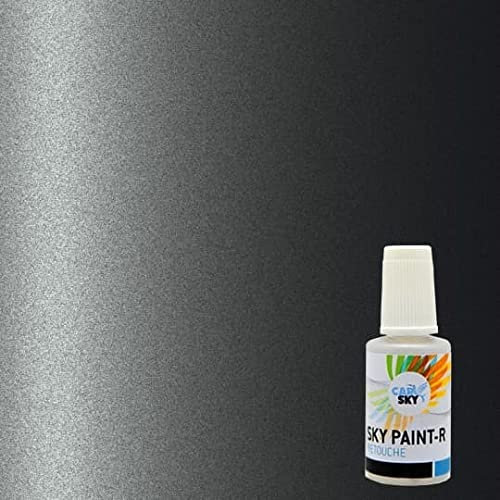 CARSKY Stylo retouche peinture carrosserie compatible avec Peugeot GRIS SHARK MET 9PM0 et vernis brillant (flacon pinceau 20ml)