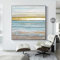 LCDIUDIU Ölbilder Auf Leinwand Handgemalt, Blaue Meereswellen Strand Goldfolie Landschaft Abstrakt Modern Original Rahmenlose Handgemalte Ölgemälde Auf Leinwand Für Familienwand Wohnzimmer Esszimmer
