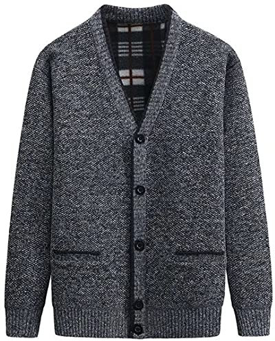 yuyungongsi Men's Cardigans with Buttons Classic Mens Cardigans for Men UK with Pockets Gentleman v Neck Mens Jumper Grey Black Knitted Sweatshirts Jumpers for Men UK Dark Gray XL
