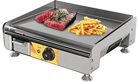 MNSSRN 2300W Padella Elettrica Commerciale, per Snack A Temperatura Controllata Antiaderente, Teppanyaki, Pancake, Bistecca, Riso Fritto, Uovo Fritto, Calamari Teppanyaki, ECC