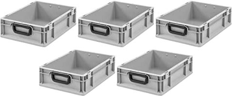 PROREGAL SparSet 5x Eurobox NextGen Portable Duo | HxBxT 12x30x40cm | 11 Liter | Eurobehälter, Transportbox, Transportbehälter, Stapelbehälter