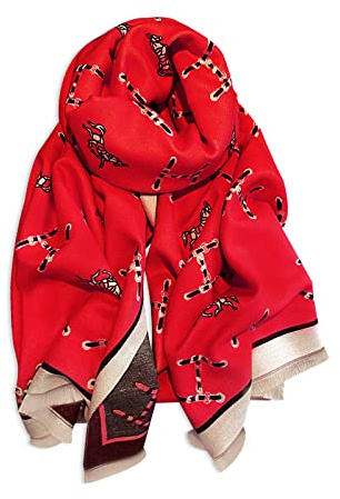 LumiSyne Winter Schal Kaschmir Stolen Für Damen Alphabet Und Retro Pferd Muster Warmer Pashmina Schals Mit Quasten Weiche Lange Schultertuch Stola