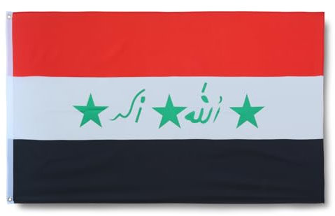 Sonia Originelli premium Fahne für jede Gelegenheit - hissfertig & wetterfest -Größe: ca. 90 x 150 cm, Farbe: Irak, Iraq