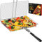 CEBERVICE Cesta de parrilla extra grande, acero inoxidable SUS304, portátil, plegable, para barbacoa, camping, parrilla para pescado, verduras, camarones, parrilla, accesorios de cocina, regalos para