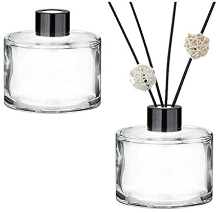 Bamboopack Lot de 2 flacons diffuseurs d'huiles essentielles vides en verre de 50 ml pour aromathérapie, parfum, parfum, accessoires décoratifs pour la maison, le bureau
