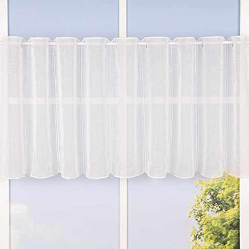 Bistrogardine Panneaux Stoff Meterware Scheibengardine ecru wollweiß 45 cm