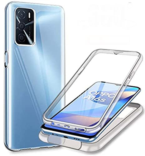 PEIYE Hülle für Oppo A16 / Oppo A54s / Oppo A16s, 360 Grad Rundumschutz Stoßfeste Handyhülle mit Integriertem Displayschutz, Transparent Soft TPU Bumper Schutzhülle -Transparent