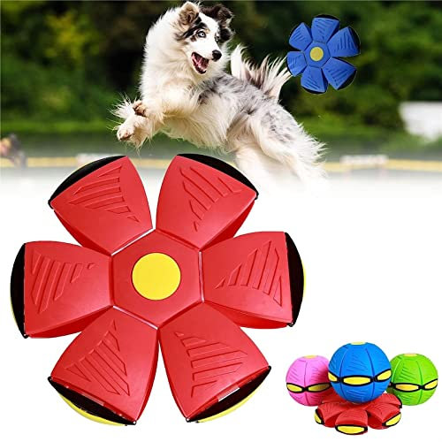 2023 New Pet Toy Flying Saucer Ball, Flying Saucer Ball Dog Toy, Pet Flying Saucer Ball, Flying Saucer Ball for Chiens Chats (Color : Red, Size : Without Lights)