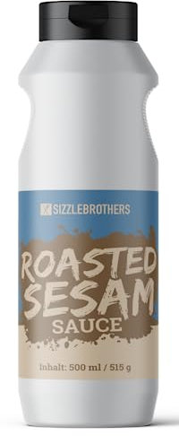 SizzleBrothers Roasted Sesam Sauce | 500 ml / 515g | fein-nussige Roasted Sesam Sauce für Burger, Sandwiches, Bratwürstchen, Gemüsesticks & Co.| Grillsoße, Burgersoße & Dip