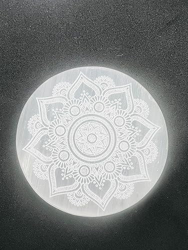 Kristalglobe Selenite Charging Disk, Crystal Charging Plate,Selenite Cleansing Plate (8.5cm)
