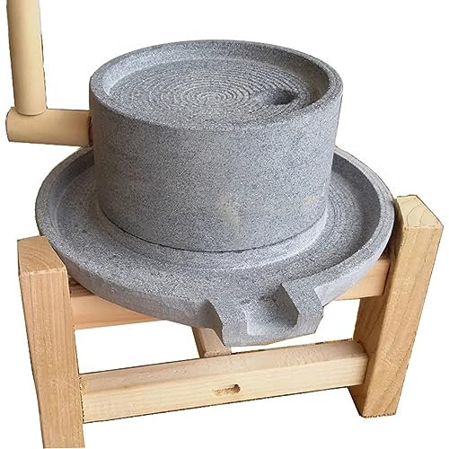 NUNETH Mulino a Pietra Mulino/Macinino a Pietra per Latte di Soia Bagnato di Riso e Frumento, Piccolo Mulino a Pasta Bagnata Macinatore, Sesamo/Semi/Polverizzatore di Soia Bagnato con Telaio in Legno