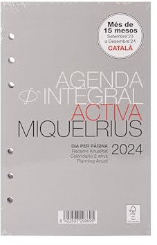 Miquelrius - Nachfüllpack Jahreskalender 2024, Tagesseite, aktive Größe 117 x 182 mm, Katalanisch, Portugiesisch und Englisch