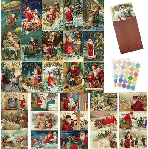 UYXiNONE Weihnachtskarten mit Umschlag Postkarte 30er Set+ 30 Umschläge MERRY CHRISTMAS Wünsche für Ihre Freunde und Familie