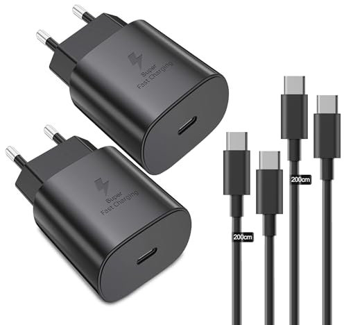 25W Ladegerät USB C, Schnellladegerät PD 3.0 Ladestecker mit Schnellladekabel 2.0m Netzteil für Samsung Galaxy S23/S22/S21 Ultra/S21+/S20/Note20/S10/S9,S24,S24+ S24 Ultra 15 Max Handy Ladegeräte