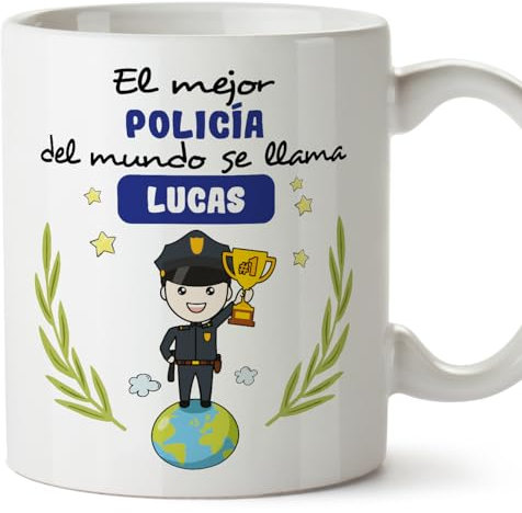 MUGFFINS Tazas Personalizadas para POLICÍA hombre - En Español - Eres Mejor del Mundo - 11 oz / 330 ml - Regalo Personalizable original y divertido