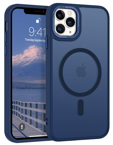 GUAGUA Matt Handyhülle für iPhone 11 Pro Max Hülle [Kompatibel mit MagSafe] Stoßfest Magnetisch Durchscheinende Rückseite Dünn Schutzhülle Case für iPhone 11 Pro Max (6,5 Zoll) Blau