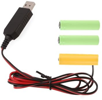 Haveratio 1 Set USB 5V bis 4,5V AA Dummy-Batterie-Stromkabelkabel Ersetzen Sie 3X 1,5V LR6 AA-Batterien Geldsparend für -Lichtspielzeug