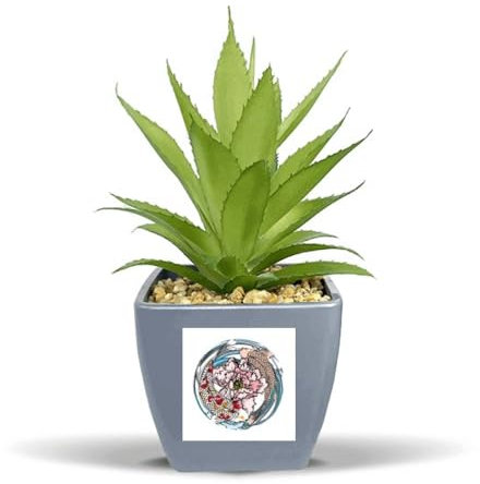 Künstliche Ananas-Blumentopf-Vase, Motiv: Karpfen, Pfingstrosen, Wassermuster, geometrisch, Mini-Dekoration