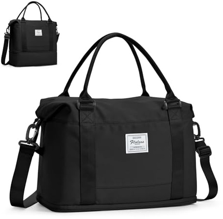 HYC00 for Ryanair Cabin Bags 40x20x25 Expandable Underseat Easyjet Cabin Bag 45x36x20 Carry On Hand Luggage Travel Bags with Wet Pocket,Hospital Holdall Gym Tote Weekend Overnight Bag for Women,Black