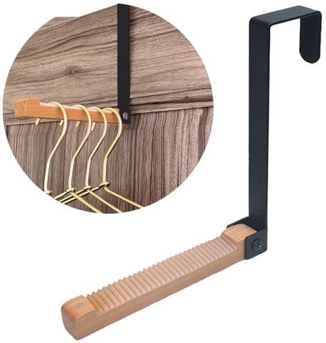 RUIENGCOMM Over Door Hooks - Foldable Black Over Door Drying Rack for Clothes, Towels, Coats, Backpacks, Hats