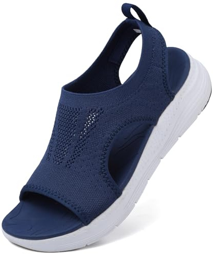 DimaiGlobal Sandalias Deportivas ortopédicas para Mujer Zapatos con Punta Abierta Cuña Lavable de Verano Sandalias para Caminar 40EU Azul