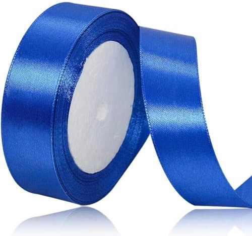 Geschenkband Blau 25 mm Breit,23 Meter Satinbänder Royalblau Stoff Schleifenband Kunsthandwerk,Hochzeitsdekoration, Weihnachten, Haarbögen, Blumensträuße, Geburtstag und Geschenkverpackung