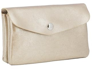 flora & co - Porte-Monnaie Et Cartes en Similicuir Irisé Brillant - Portefeuille Pochette Format Mi-Longue À Magnétique - Pratique Léger - Doré