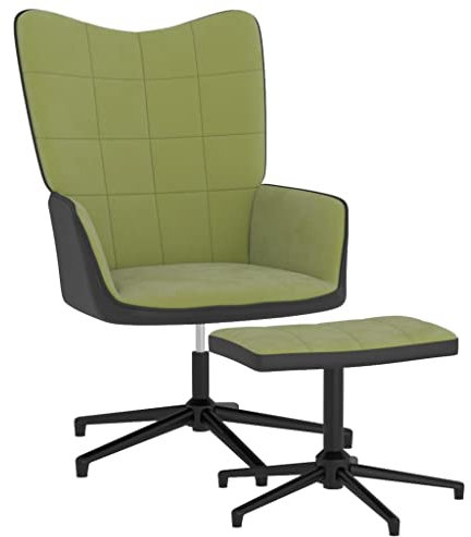 LIANGDONFC ohrensessel Vintage、kinosesselRelaxsessel mit Hocker Hellgrün Samt und PVCWohnzimmer, Büro,