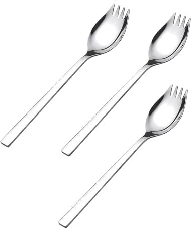 ZAMXHUG Tenedor-Cuchara - 4 pcs de Tenedores de Acero Inoxidable, Mango de 19cm de Largo y Tenedores de Buffet Resistentes, Tenedores de Pasta de arroz Frito de Postre de Frutas para