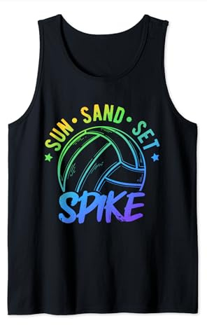 SUN SAND SET SPIKE Beach-Volleyball Hobby-Sportler Trainer Tank Top
