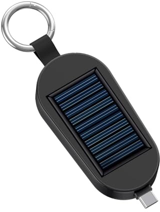Solar Charger Portable Charger Solar Key Chain Mobile Phone Charger 3000 mAh Portable Mobile Solar Power Bank Phone Tablet Keychain Charger Type C with Carabiner Emergency Power Supply