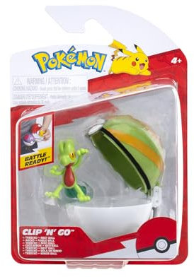 Pokémon PKW3639 - Clip'n'Go Poké Ball - Geckarbor & Nestball, offizieller Pokéball mit 5 cm Figur