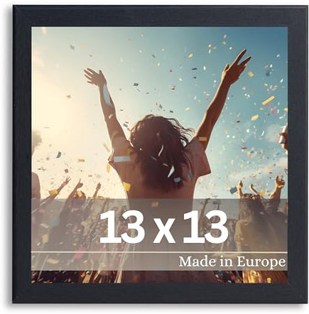 VictoR Bilderrahmen Dali 13x13 cm Schwarz - Fotorahmen Holz - Quadratischer Bilderrahmen Schwarz 13x13 - moderner Holzrahmen mit bruchsicherem Acrylglas