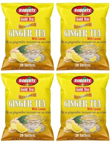 Roberts Gold Tea Instant Ginger Tea with Lemon 360g - 20 Sachets (Pack of 4)