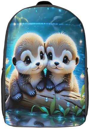 YTPONBCSTUG Otter Kinderrucksäcke,3D cartoon bunt Gedruckter Schultasche Wasserdicht Schulranzen Grundschule Schultasche Für Kinder Geschenk 17inch