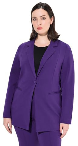 Ulla Popken Blazer, Punto di Roma, A-Linie, Reverskragen, Stretch, Lilie, 44-46 Femme