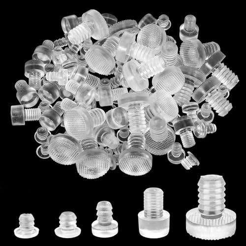Gummipuffer 100 Stück Glasplatten Tischpuffer gumminoppen für glasplatten Gummipuffer mit Gewinde,Transparent Gummi Anschlagdämpfer,Gummipuffer Möbel Puffer für Schranktüren,Schubladen-5mm&8mm