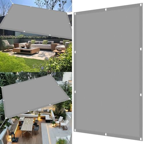 Vela Ombreggiante Parasole 150 x 240 cm Impermeabile Telo Telone Ombreggiante Antistrappo, 98% Anti-Uv con Occhielli per Patio, Pergola, Cortile, Balcone, Grigio Chiaro