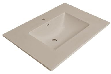 63,5 cm / 78,7 cm / 94 cm große Oberfläche aus Polyurethan-Harz, stromlinienförmig, langlebig, konsistente Cappuccino-Farbe, leicht zu reinigen, integrierter Überlauf, Einloch-Wasserhahnhalterung