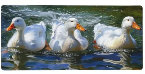 Gaming Mouse Pad Duck, Mouse Pad River, Desk Mat Waterproof Mousemat 23.6x15.7in Improves SpeedTextured Wear Resistant with Stitched Edges Keyboard Mat Soft Cloth Office Desk Accessories, Decor N1-36