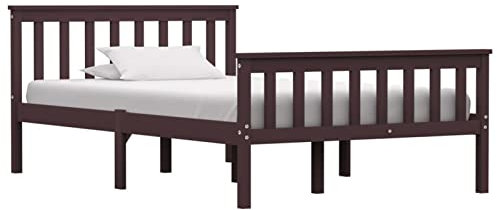 Iiaky Massivholzbett Dunkelbraun Kiefer 120x200 cm Bettgestell Holzbett Bed Frame Massivholzbett Bett Holz Bettrahmen