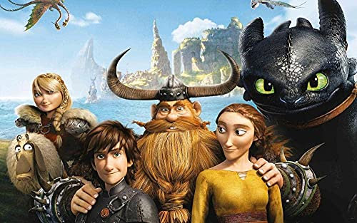 Puzzle für Erwachsene 1000 Teile „Drachenzähmen leicht gemacht“, einfaches Dekomprimierungs-Spaß-Puzzle, intellektuelles Puzzle-Spiel, Spielzeug-Geschenk für Erwachsene, Kinder, Familien, 50 x 70 cm