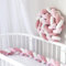 RZYW Bettschlange Baby, Bettschlange Geflochten, Baby SeitenschläFerkissen, Kantenschutz Bettumrandung Knotenkissen, Nestchenschlange Babybett, Zierkissen Stillkissen,White pink DarkPink,4m