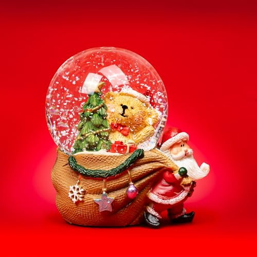 SIKORA SK24 Kleine Glas Deko Schneekugel Bär im Sack D:45mm