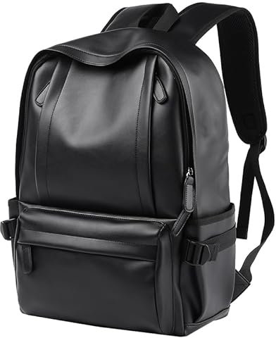MATE ELAN Zaino in pelle PU per uomo & Deman, vintage, impermeabile, tinta unita, lavoro, viaggi, scuola, con scomparto per computer portatile, colore nero, Nero-B