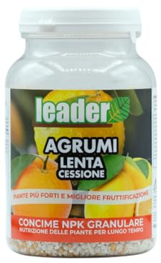 LEADER, Concime Agrumi Lenta Cessione, Per Tutti i Tipi Di Piante, Formulazione A Rilascio Di Potassio Per Riprese Vegetative e Fioriture, Stimola Lo Sviluppo Equilibrato Della Pianta, Formato 1 Kg