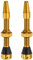 QUARKZMAN 2 Stück Tubeless Ventile 44mm Aluminiumlegierung Tubeless Ventil Super Leicht Kein Leck Langlebig mit 4 Löchern und Kappen Passend für die meisten Fahrrad Tubeless Felgen, Gold