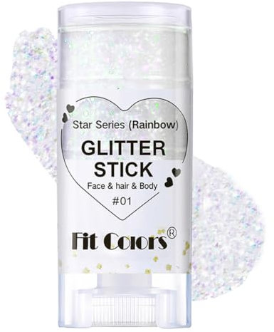 GL-Turelifes visage et corps Glitter Gel Stick, Carnaval visage Glitter maquillage, paillettes scintillantes Nair chanteur Concerts Festival Rave Accessoires (#01 Blanc)