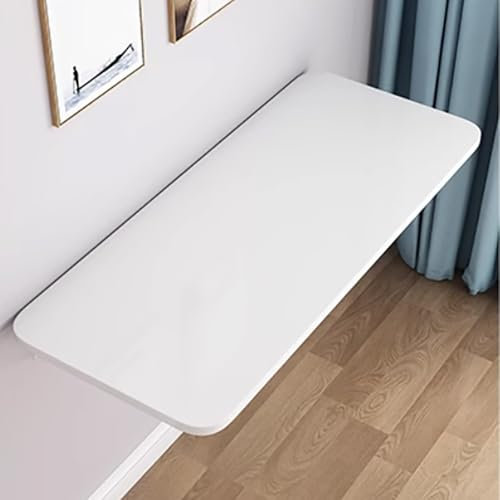 Wandklapptisch Holz, 60 x 40 cm Klapptisch Wand, Kleiner Wandtisch Platzsparender Schwimmender Schreibtisch Laptoptisch, Unsichtbar Klappbar Küchentisch Esstisch Zur Wandmontage(White,70x50cm/28x20in)