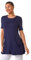 Roman Originals Swing Top with Pockets for Women UK Ladies Hanky Hem Asymmetric Tunic Blouse Longline Long Stretch Jersey Casual Round NeckTee Shirt T-Shirt - Plain Navy - Size 20